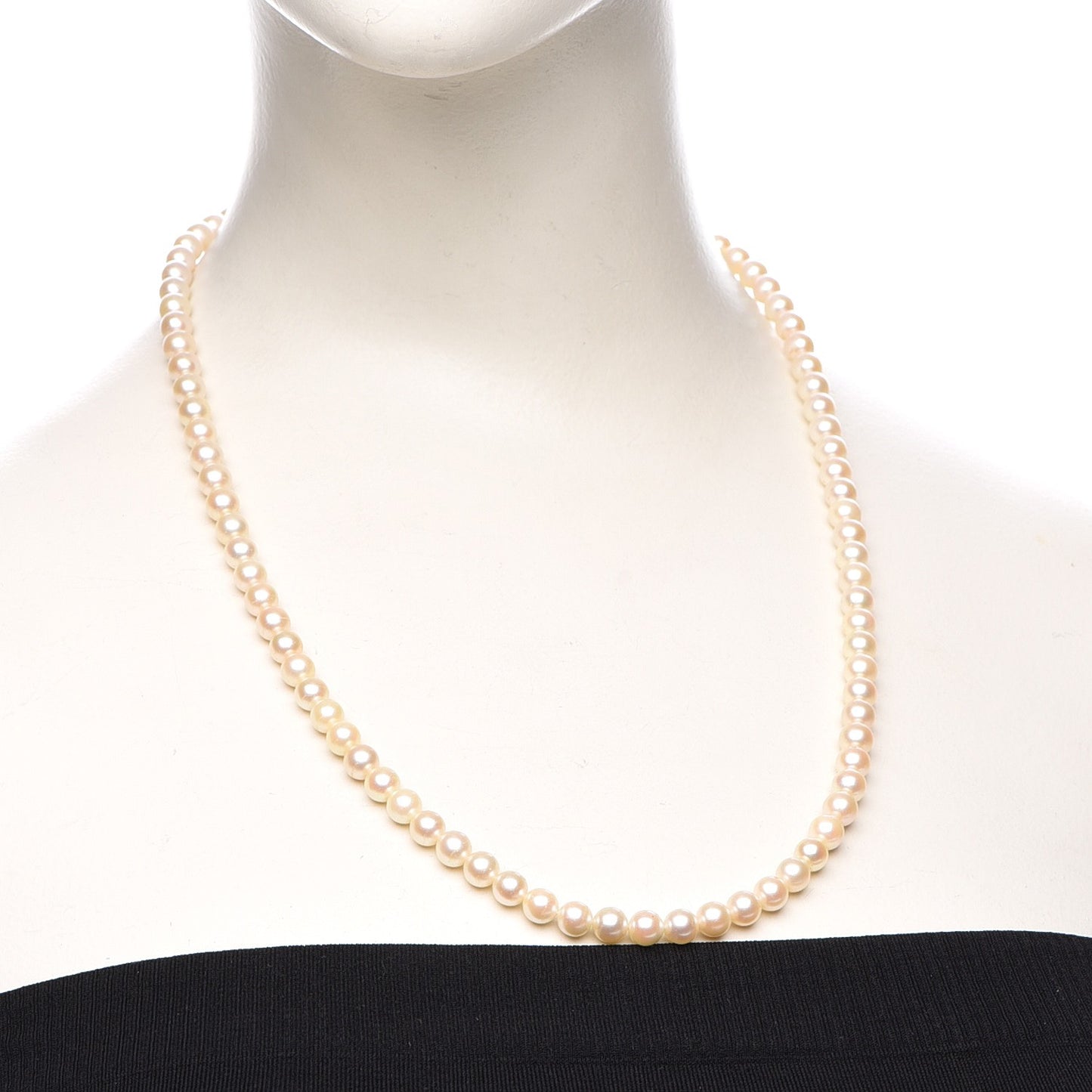 Vintage Sterling Silver 6.5mm Akoya Pearl Strand Necklace 22
