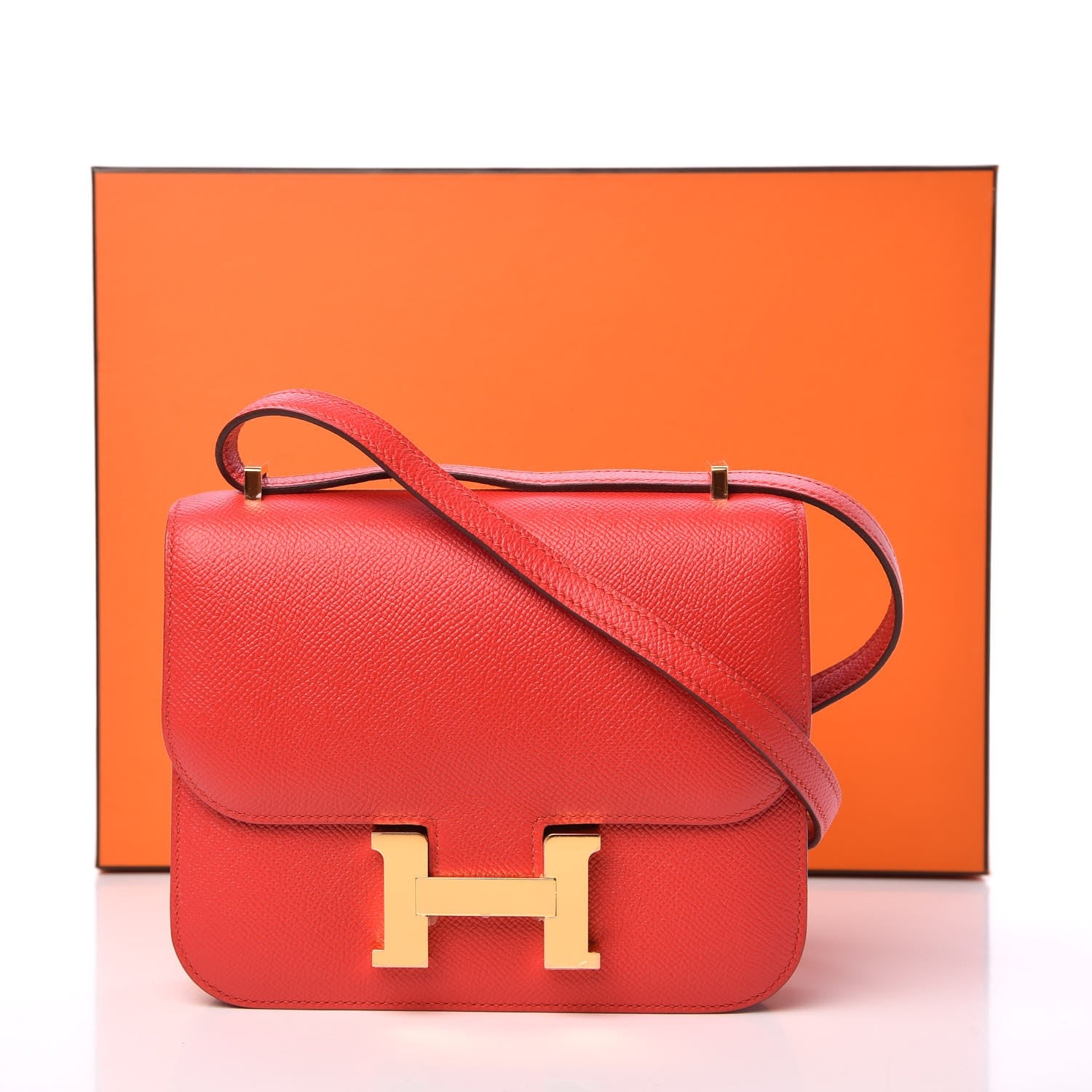 Hermes Epsom Horseshoe Constance 18 Rouge Tomate Etoupe 16 of 16