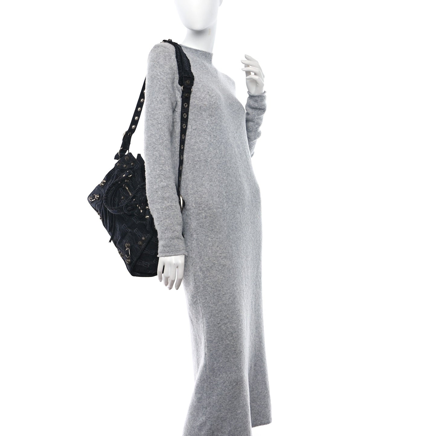 Washed Denim BB Monogram Neo Cagole City Handbag Black