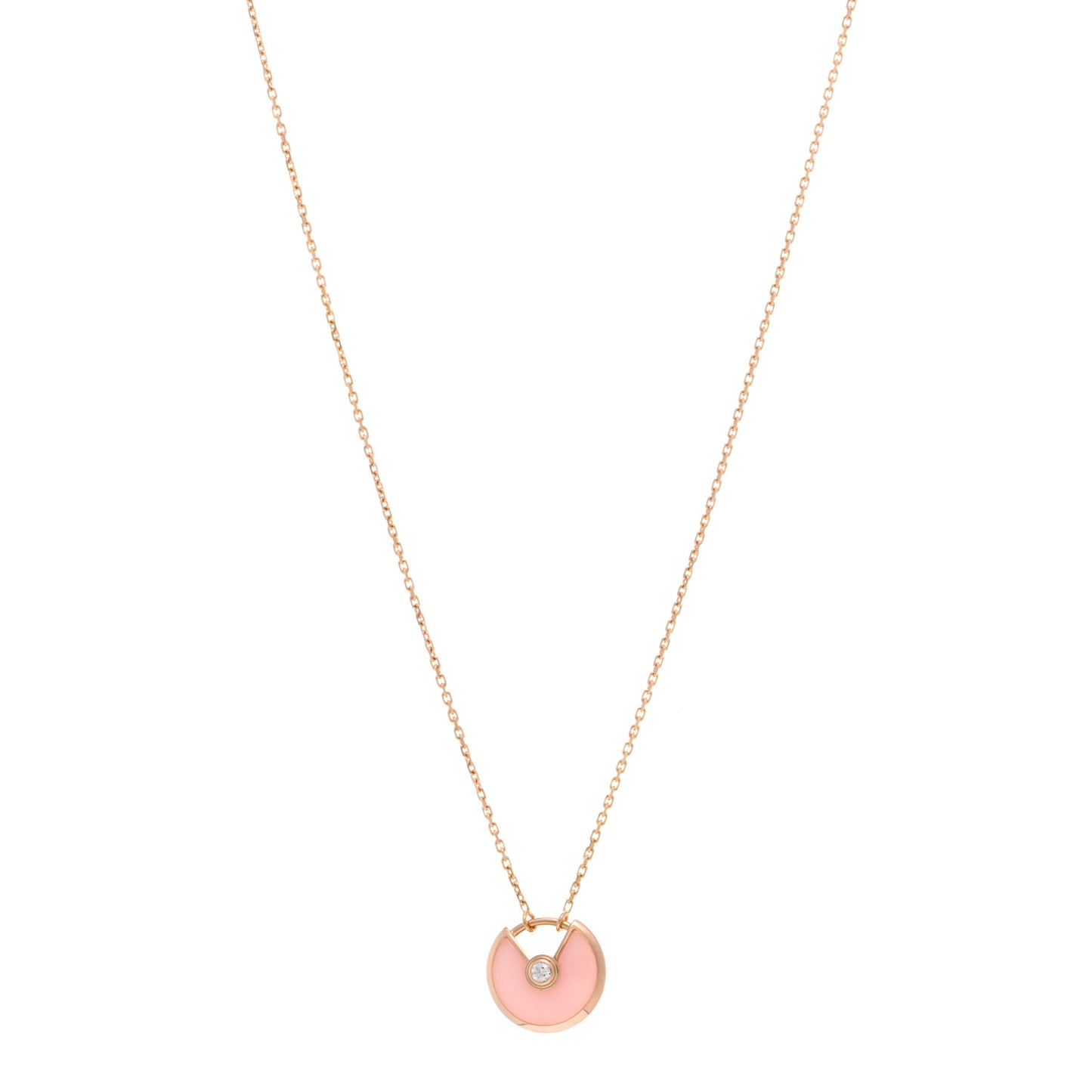 18K Pink Gold Diamond Pink Opal XS Amulette de Cartier Pendant Necklace