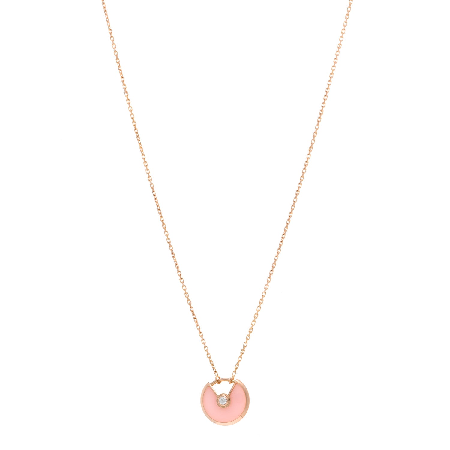 Cartier 18K Pink Gold Diamond Pink Opal XS Amulette de Cartier Pendant Necklace 1 of 5
