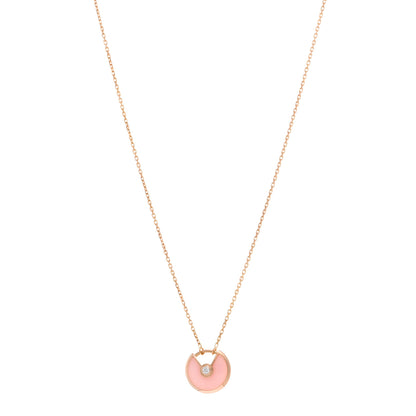 Cartier 18K Pink Gold Diamond Pink Opal XS Amulette de Cartier Pendant Necklace 1 of 5