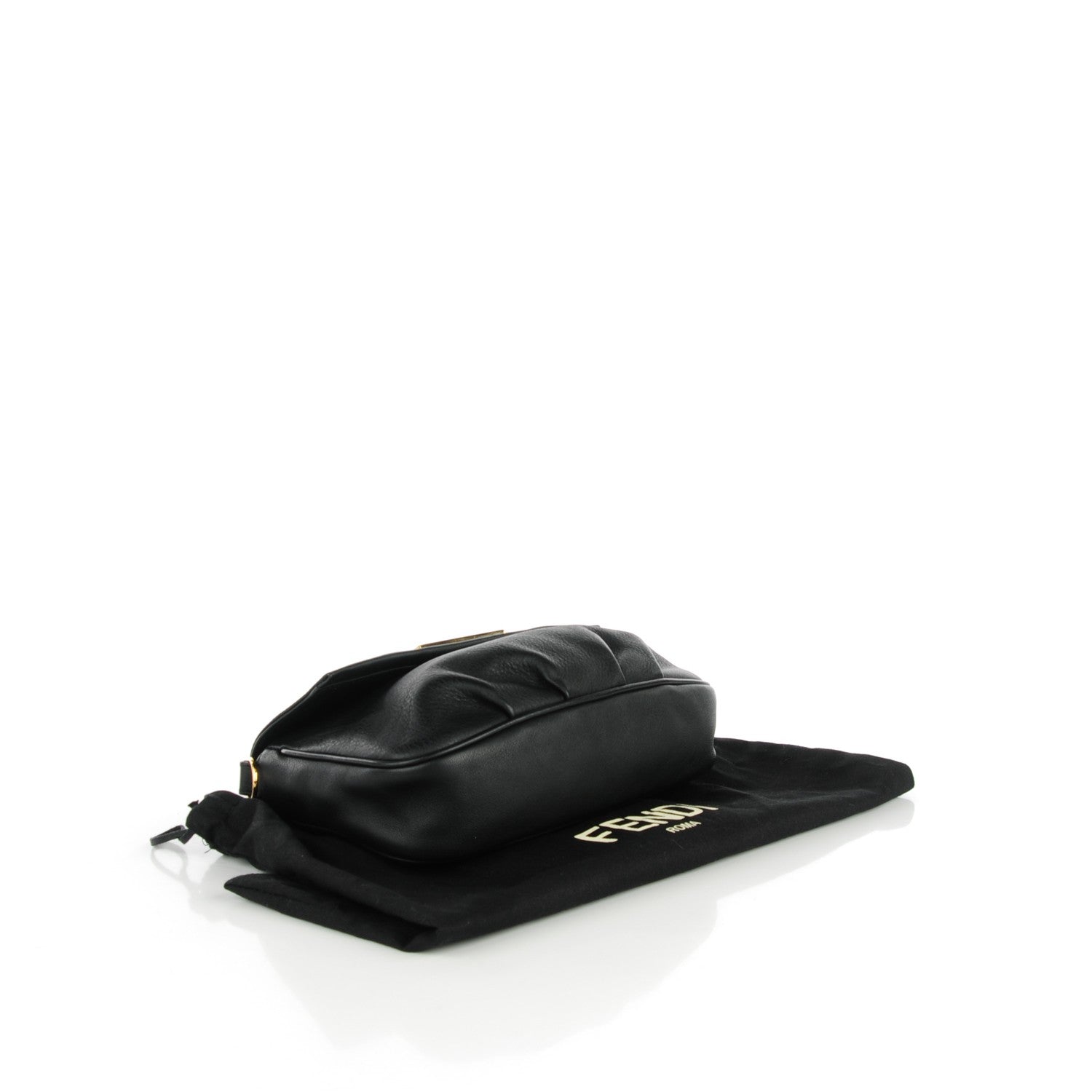 Fendi Vitello Flamingo Enamel Fendista Pouchette Crossbody Black 4 of 9
