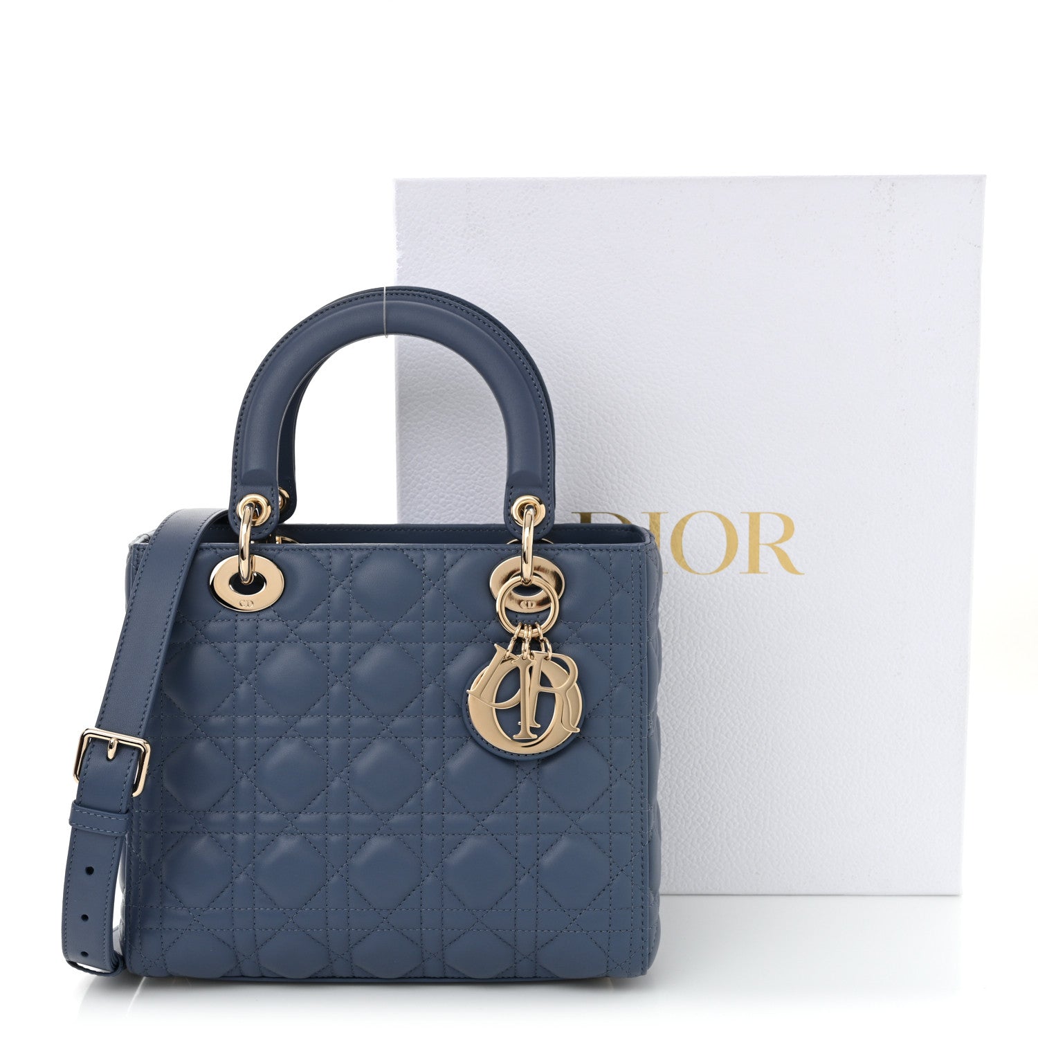 Christian Dior Lambskin Cannage Medium Lady Dior Blue 11 of 11