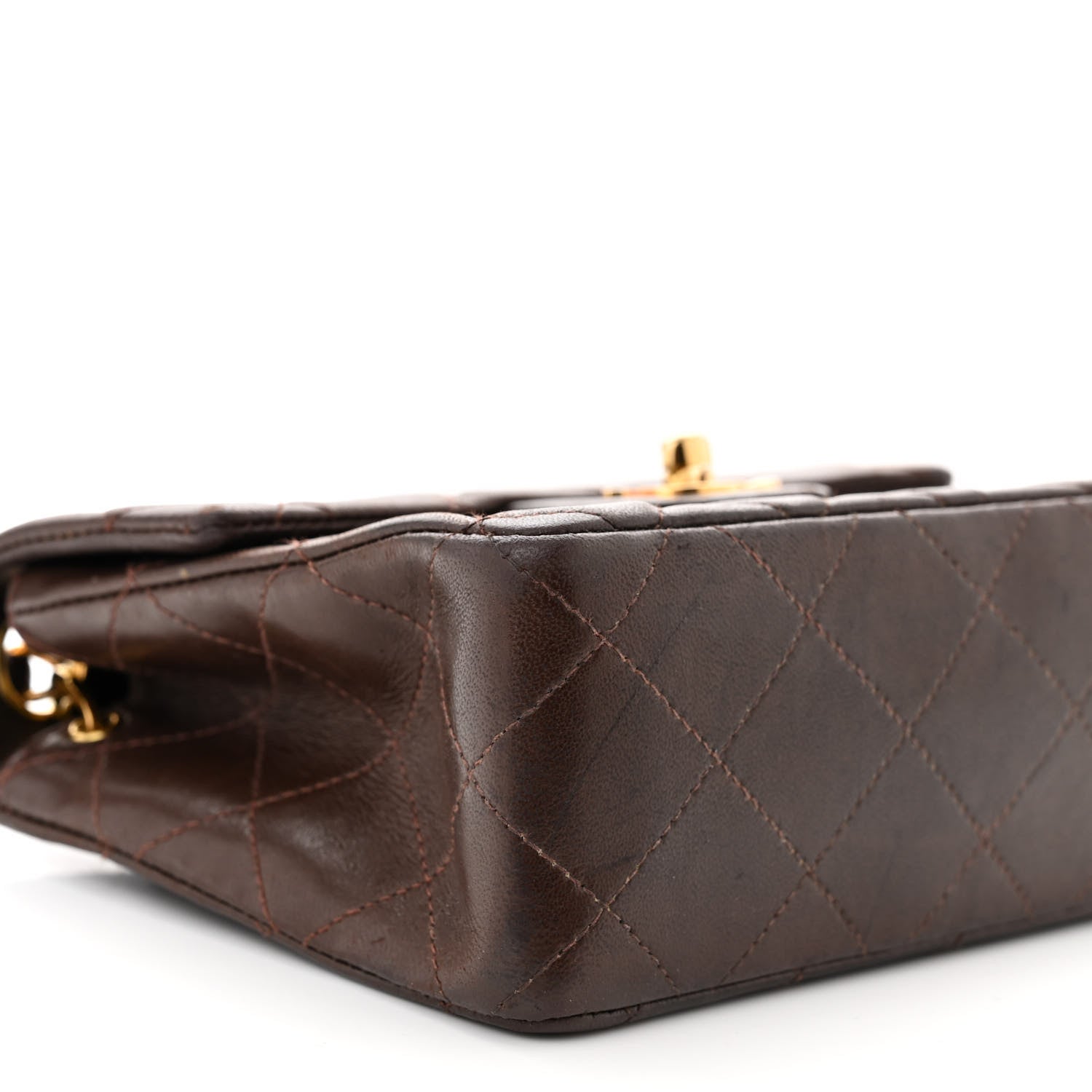 Chanel Lambskin Quilted Mini Square Flap Bag Dark Brown 10 of 13
