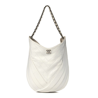 Chanel Crumpled Patent Small Droplet Hobo White 1 of 15