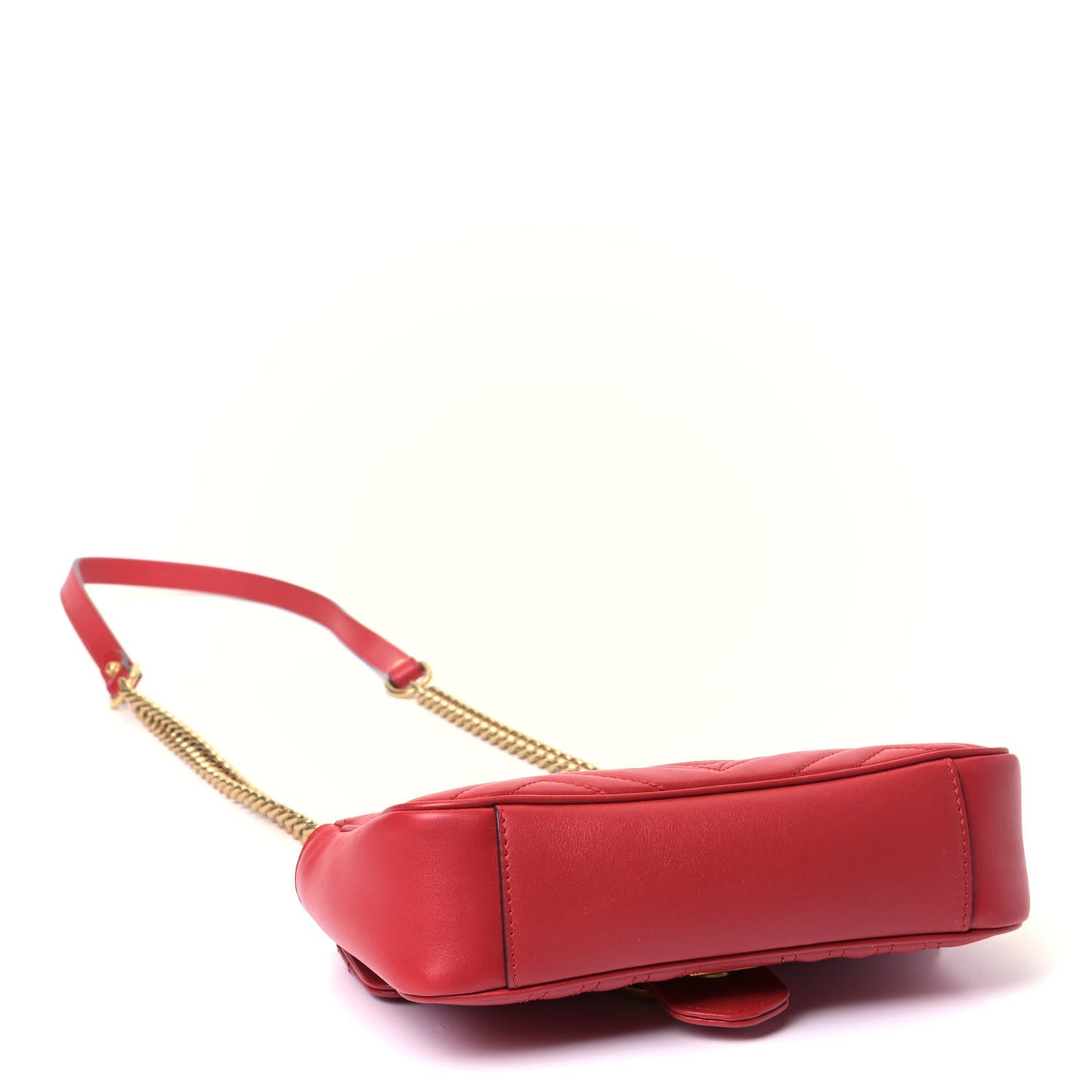 Calfskin Matelasse Mini GG Marmont Shoulder Bag Hibiscus Red