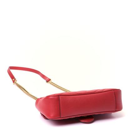 Gucci Calfskin Matelasse Mini GG Marmont Shoulder Bag Hibiscus Red 3 of 5