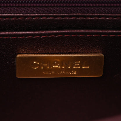 Chanel Metallic Mirror Calfskin Large Top Handle Clutch With Chain  Burgundy 6 of 10