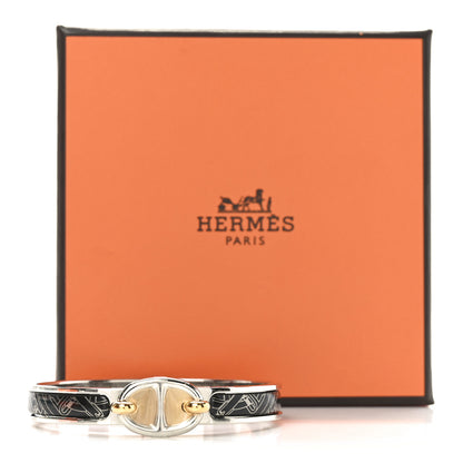 Hermes Enamel Mini Mors A Jouets Clic Chaine d'Ancre Bracelet PM Platine Noir 5 of 5