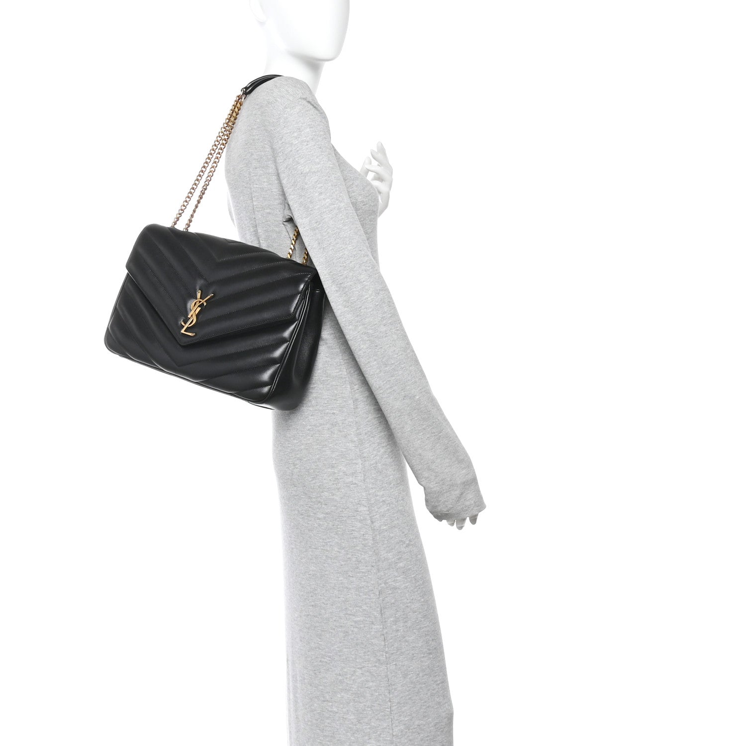 Saint Laurent Lambskin Quilted Monogram Large Loulou Black 2 of 15