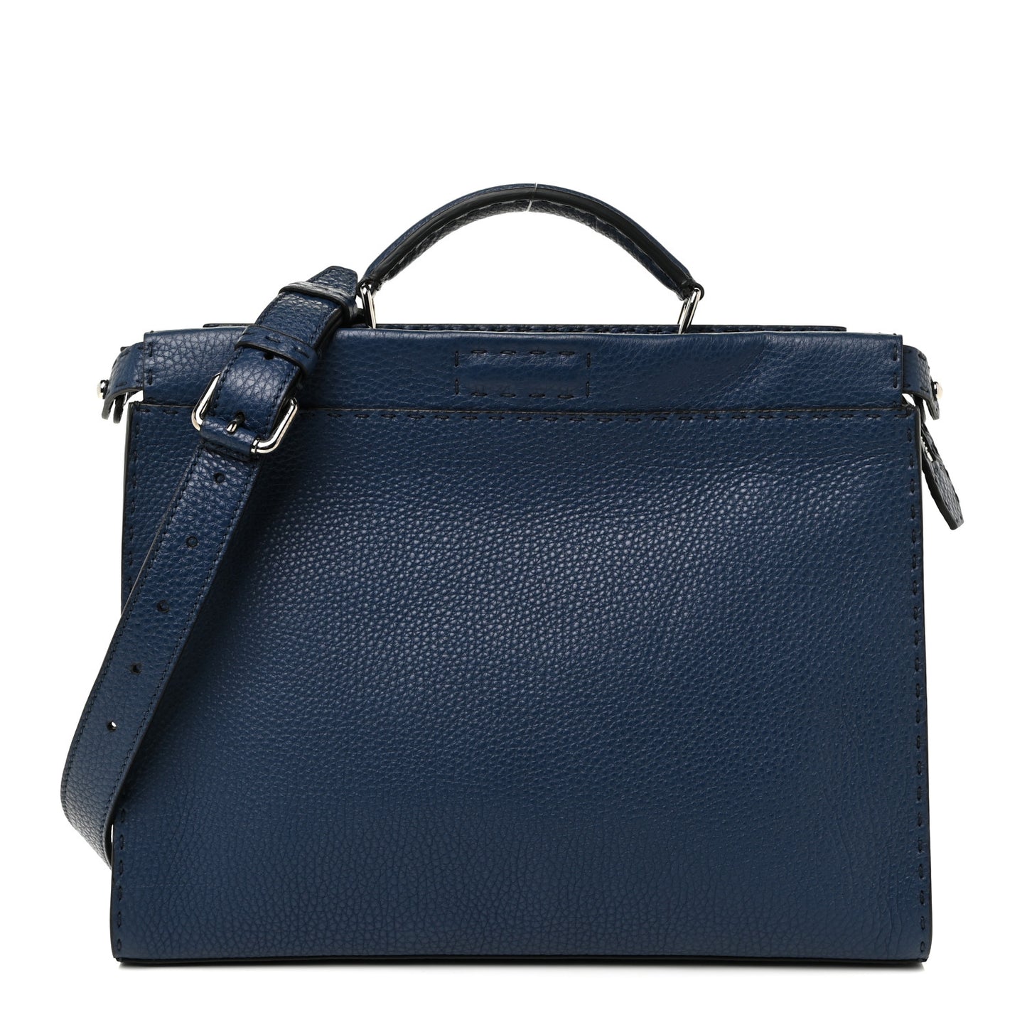 Cuoio Romano Selleria Large Peekaboo Iconic Fit Satchel Blue Marine