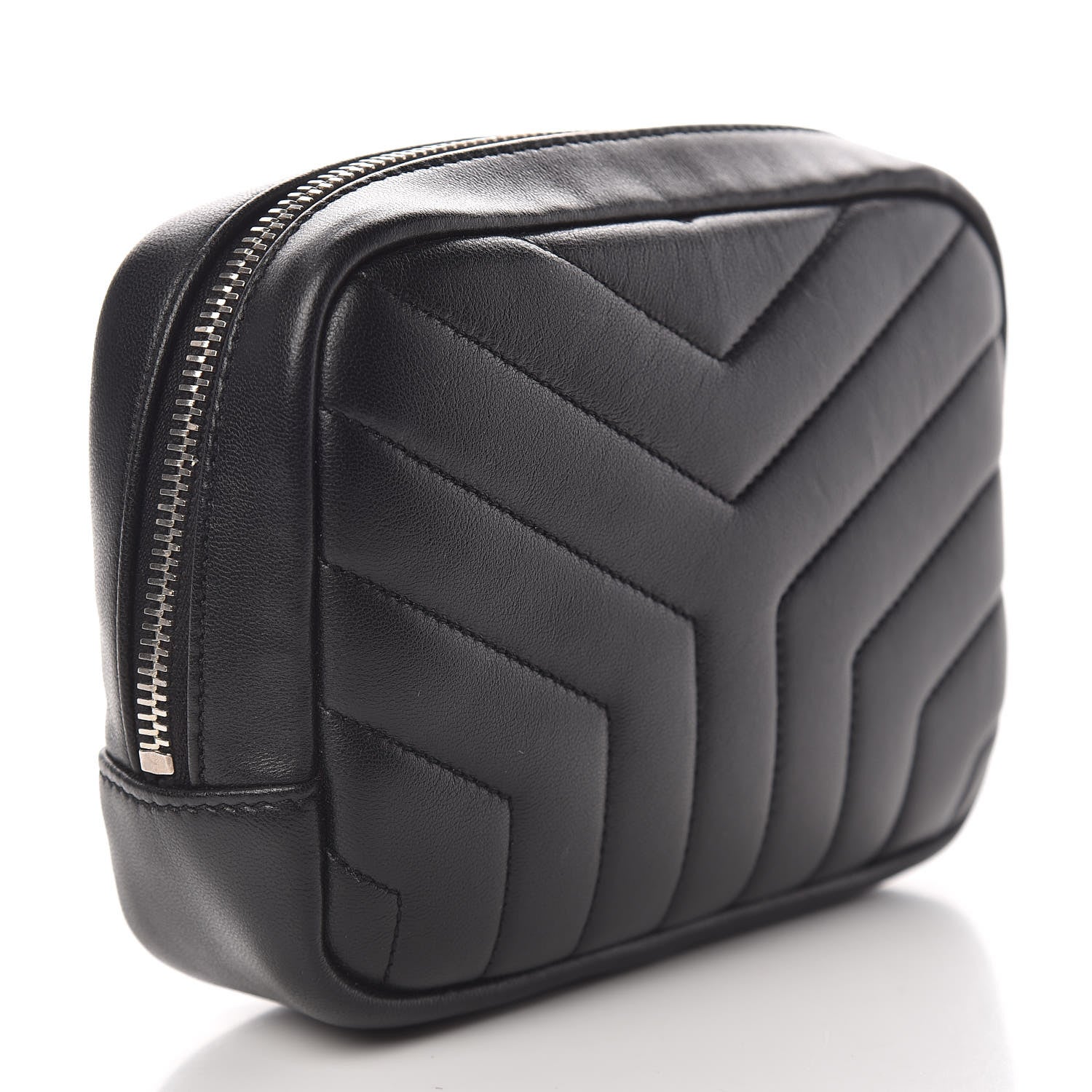 Saint Laurent Lambskin Y Quilted Monogram Loulou Cosmetic Case Black 3 of 11