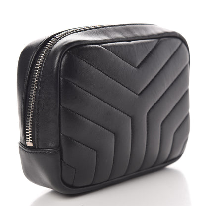 Saint Laurent Lambskin Y Quilted Monogram Loulou Cosmetic Case Black 3 of 11