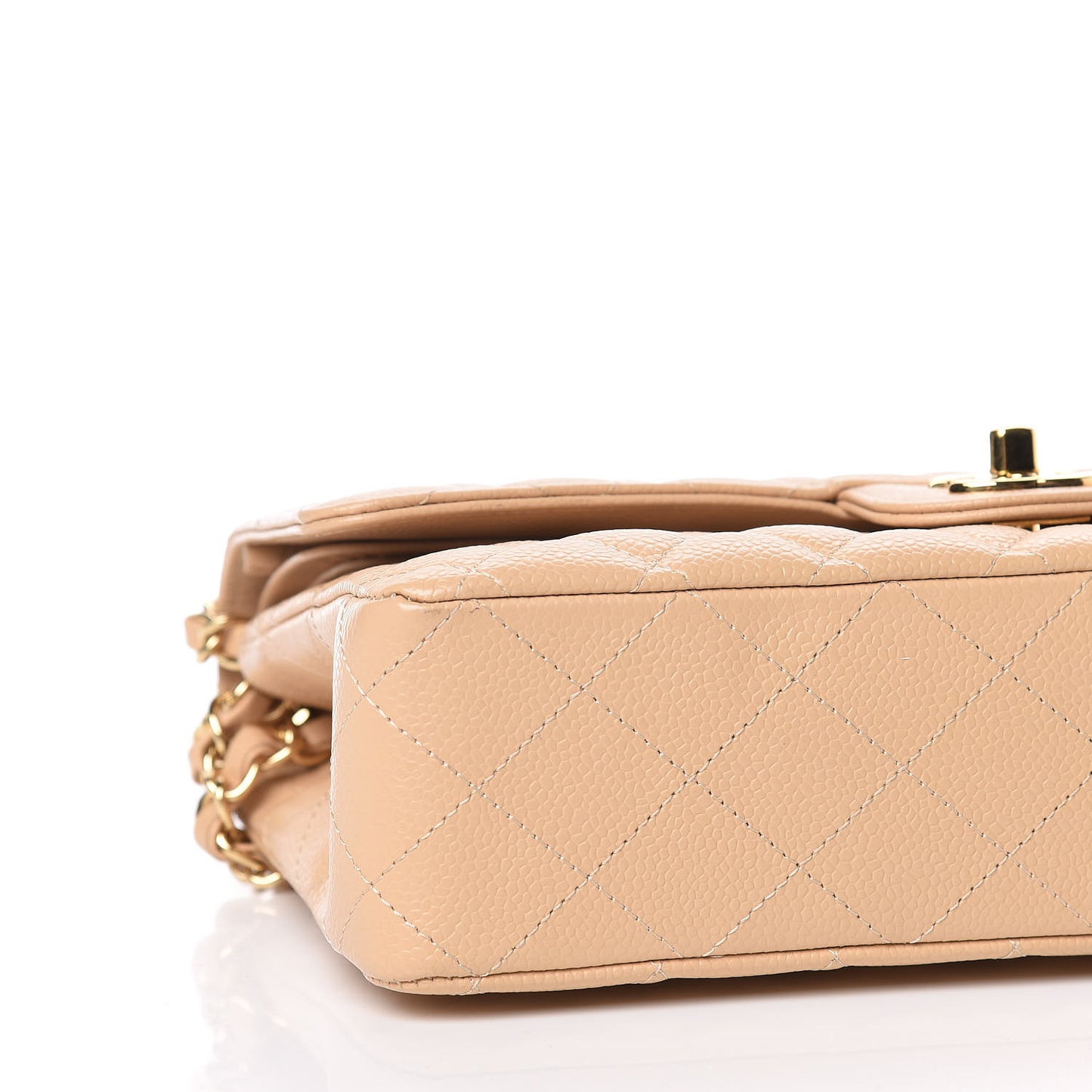 Caviar Quilted Medium Double Flap Beige Clair