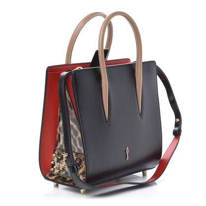 Christian Louboutin Calfskin Patent Leopard Studded Small Paloma Black 3 of 10