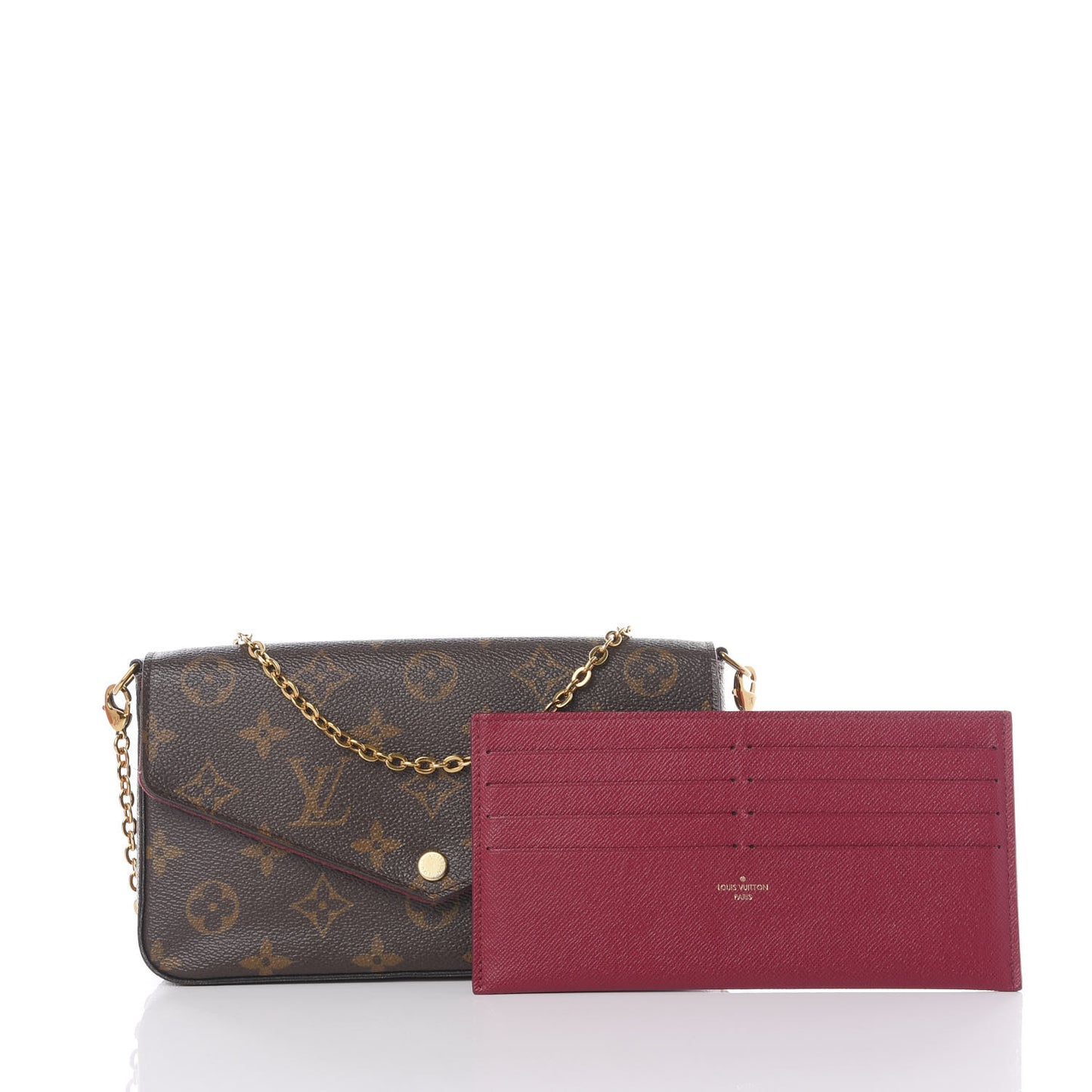 Monogram Pochette Felicie Chain Wallet Fuchsia