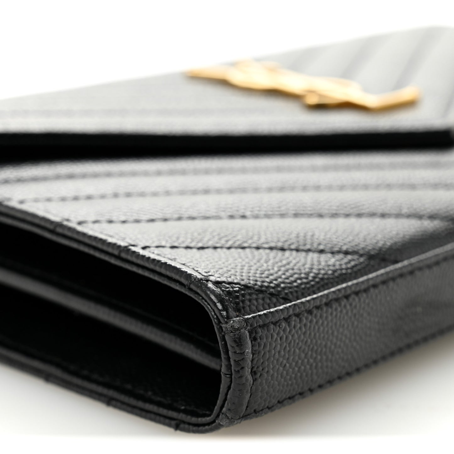 Grain De Poudre Matelasse Chevron Monogram Chain Wallet Black