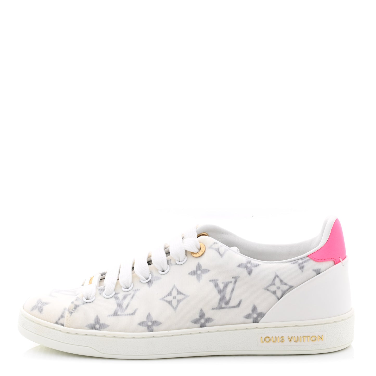 Technical Fabric Calfskin Monogram Frontrow Sneakers 37.5 Pink