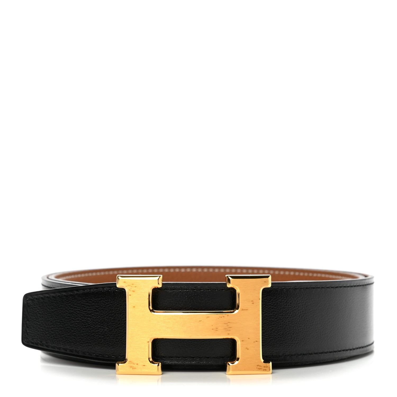 Hermes Box Togo 32mm H Belt 90 Black Gold 1 of 7