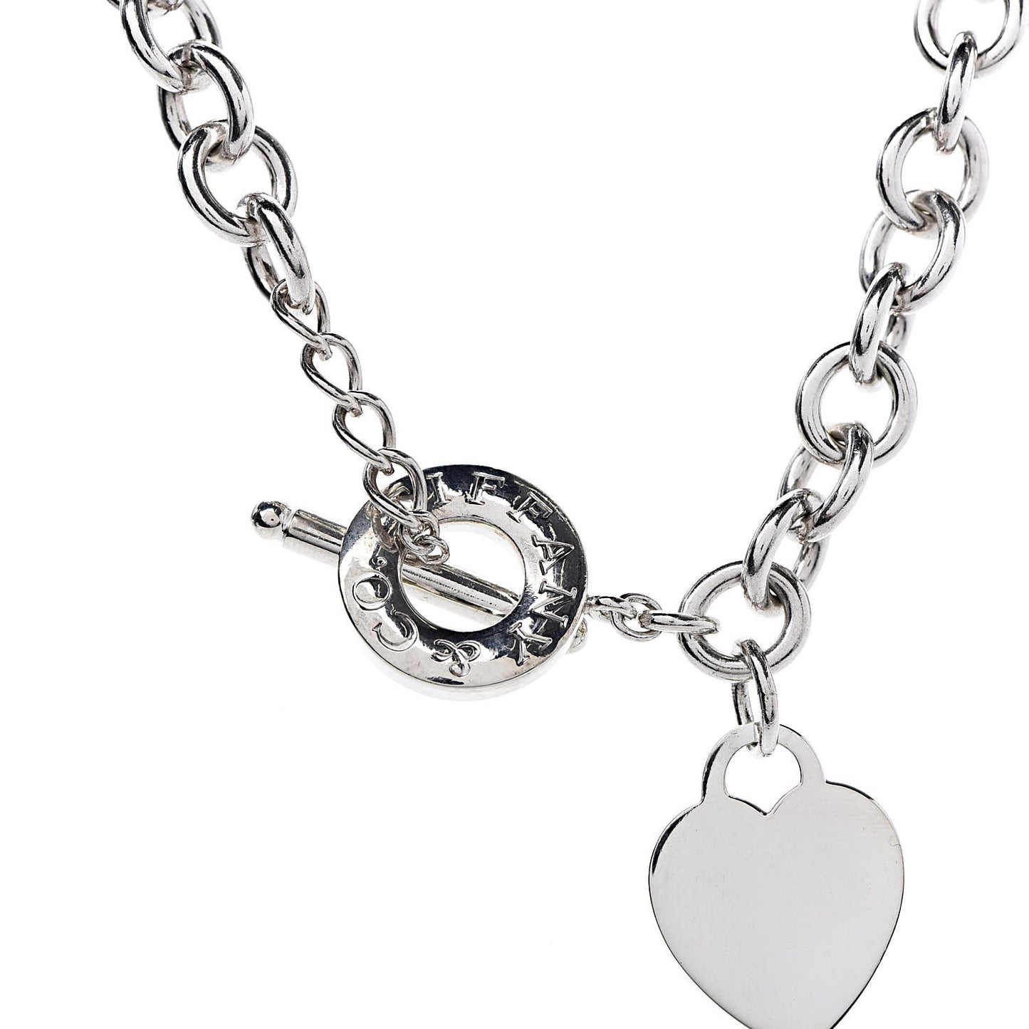 Sterling Silver Heart Tag Toggle Necklace