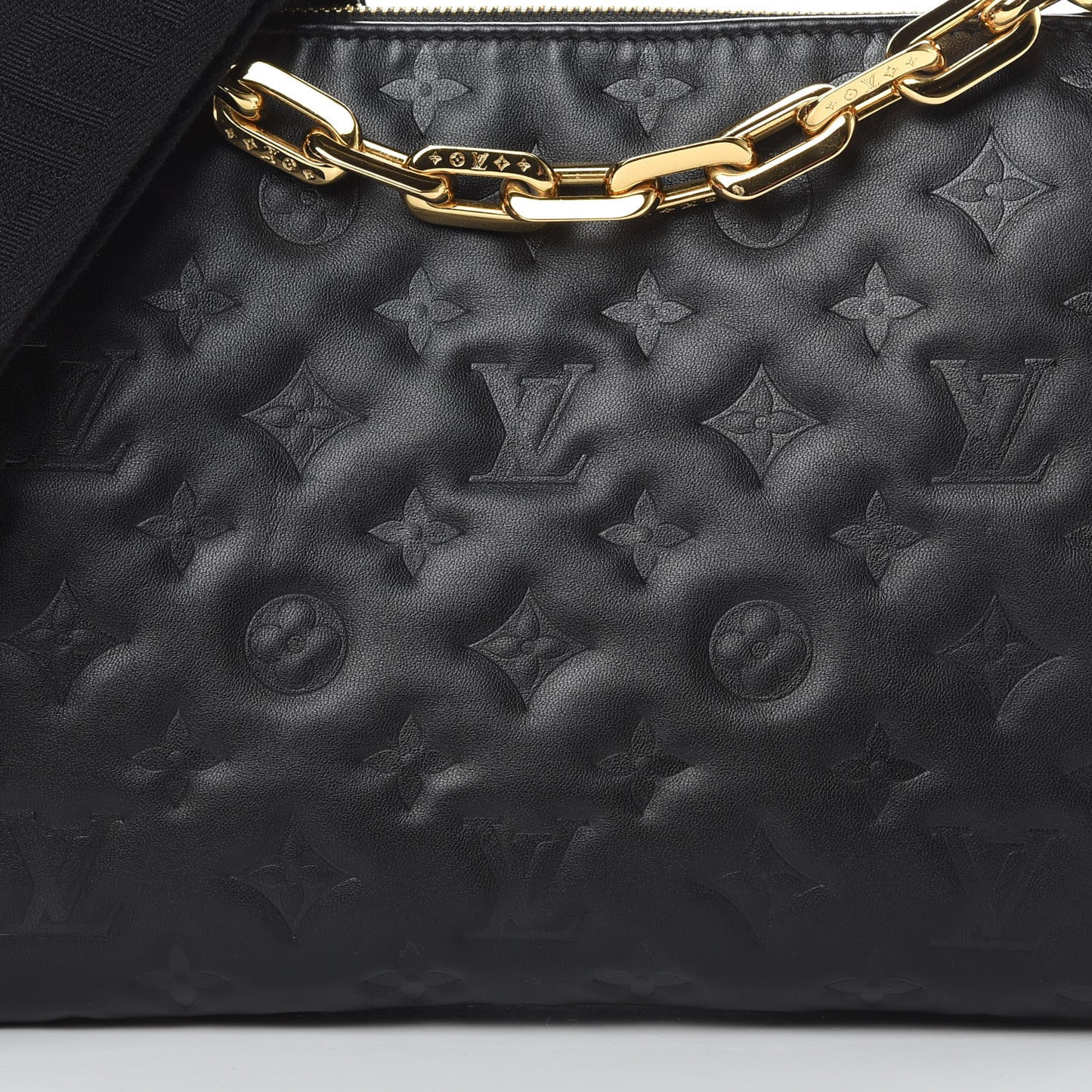 Lambskin Embossed Monogram Coussin PM Black
