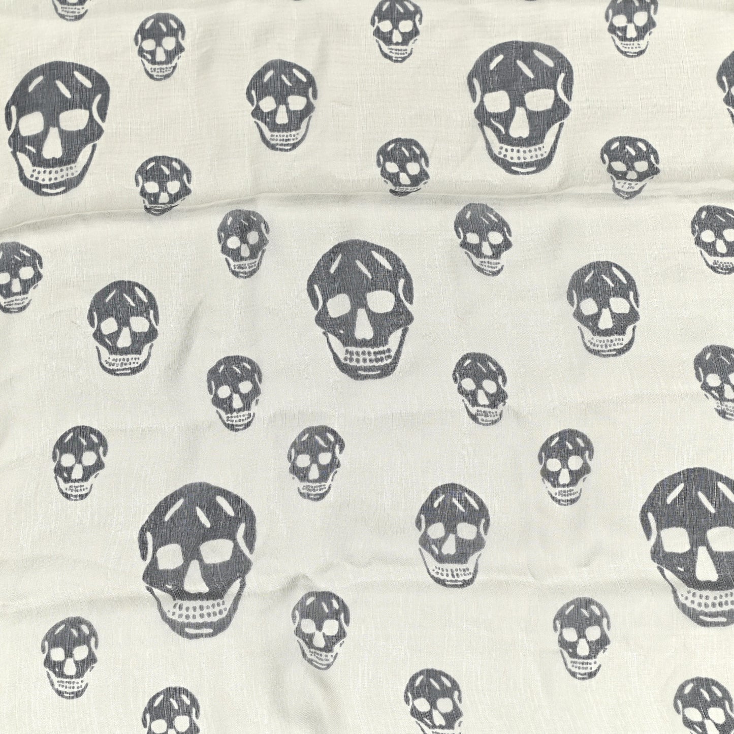 Silk Chiffon Skull Scarf Ivory Black