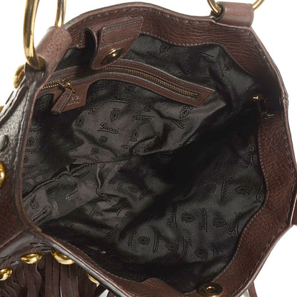 Gucci Suede Fringe Medium Babouska Tote Dark Brown 5 of 8