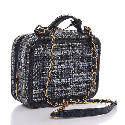 Chanel Tweed Snakeskin Quilted Medium CC Filigree Vanity Case Multicolor 3 of 8