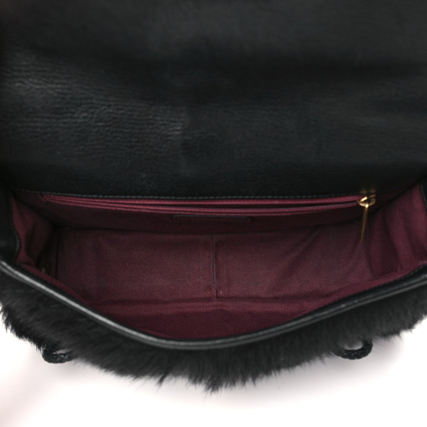 Goatskin Fur Paris Dallas Messenger Bag  Black