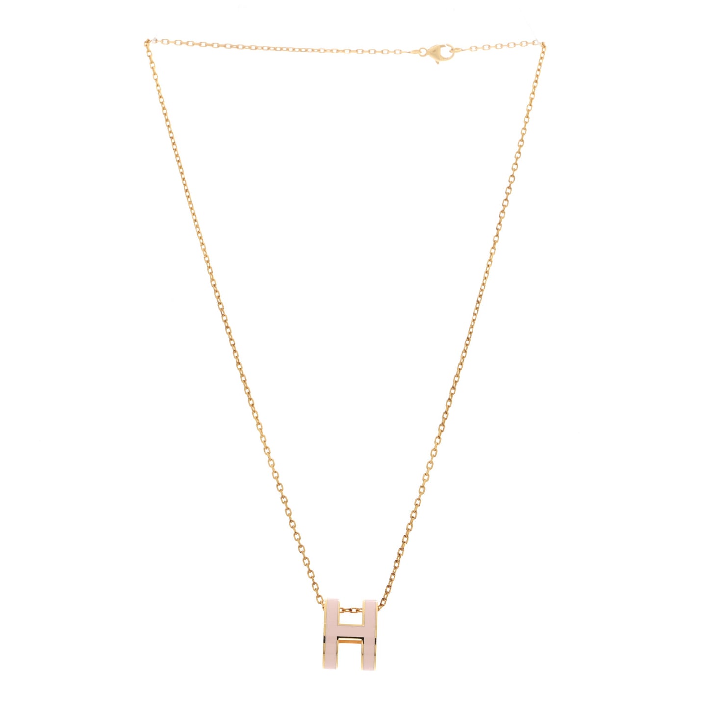 Lacquered Gold Pop H Pendant Necklace  Rose Dragee