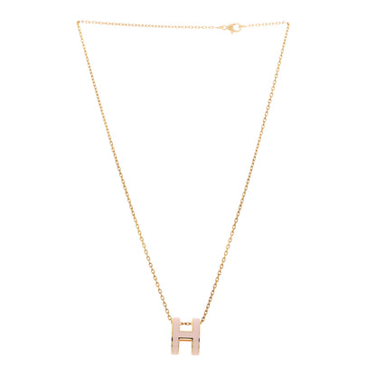Hermes Lacquered Gold Pop H Pendant Necklace  Rose Dragee 3 of 7