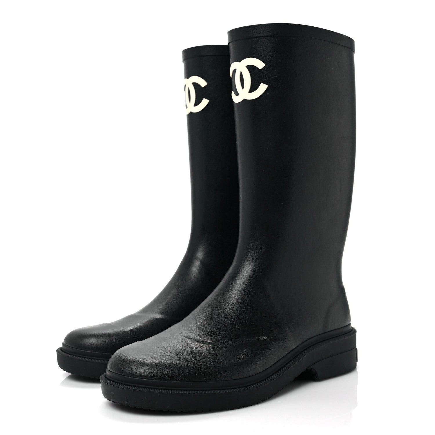 Chanel Caoutchouk CC High Boots 39 Black 3 of 8