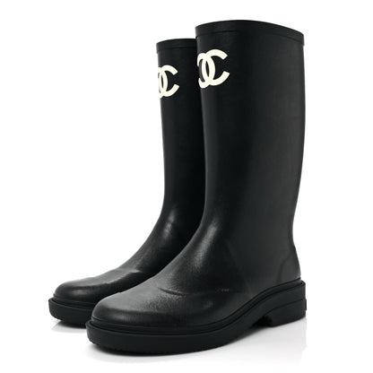 Chanel Caoutchouk CC High Boots 39 Black 3 of 8