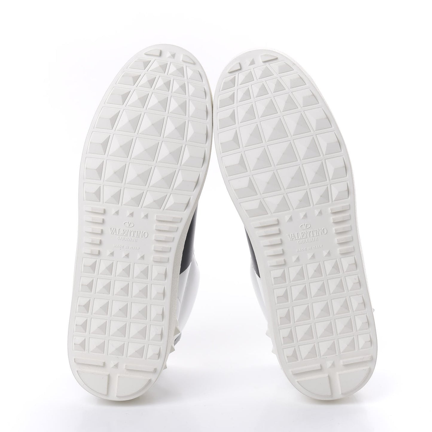 Calfskin Womens Rockstud Open High Top Sneakers 37 White Black