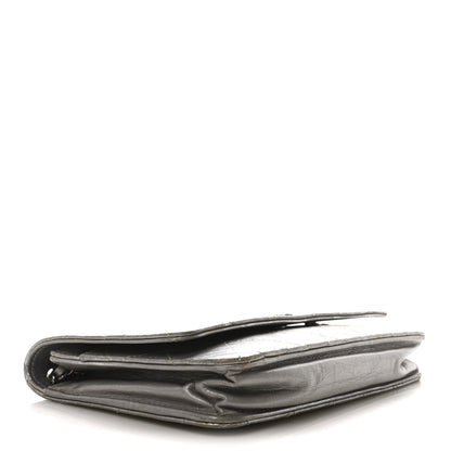 Chanel Metallic Aged Calfskin Quilted Wallet on Chain WOC Silver 4 of 12