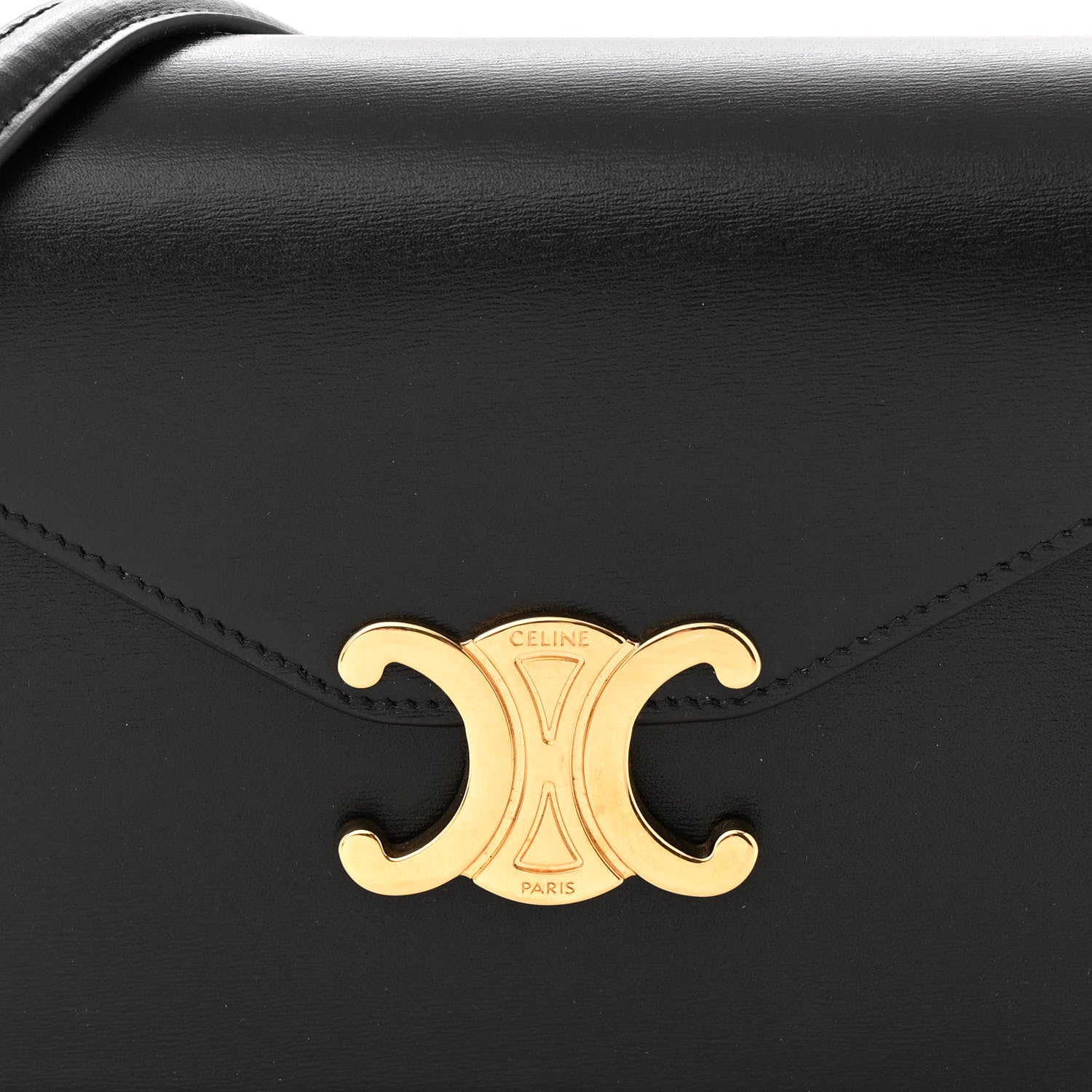 Celine Shiny Calfskin Triomphe Margo Wallet on Chain Black 8 of 10