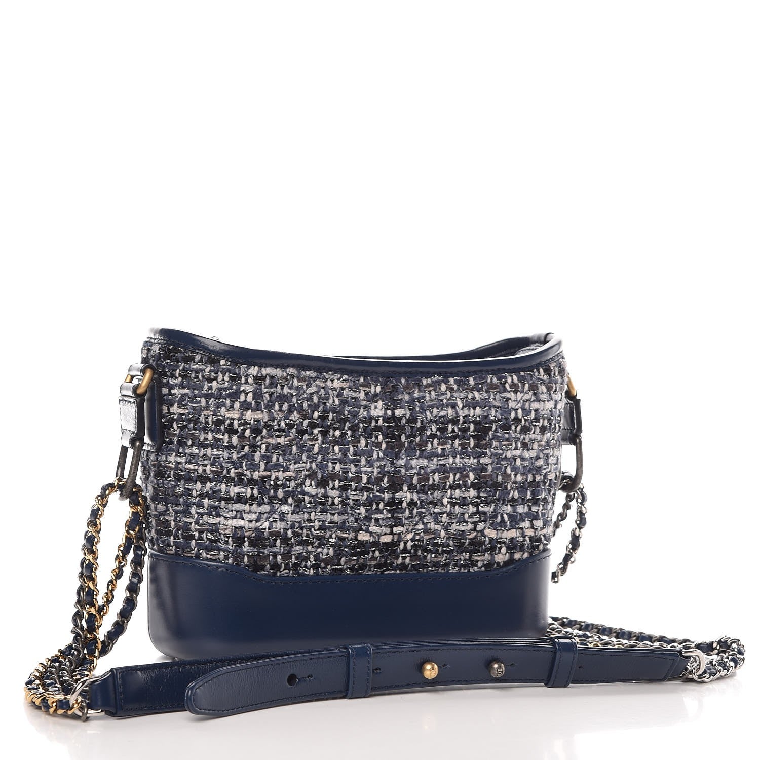 Chanel Tweed Calfskin Small Gabrielle Hobo Blue 4 of 9