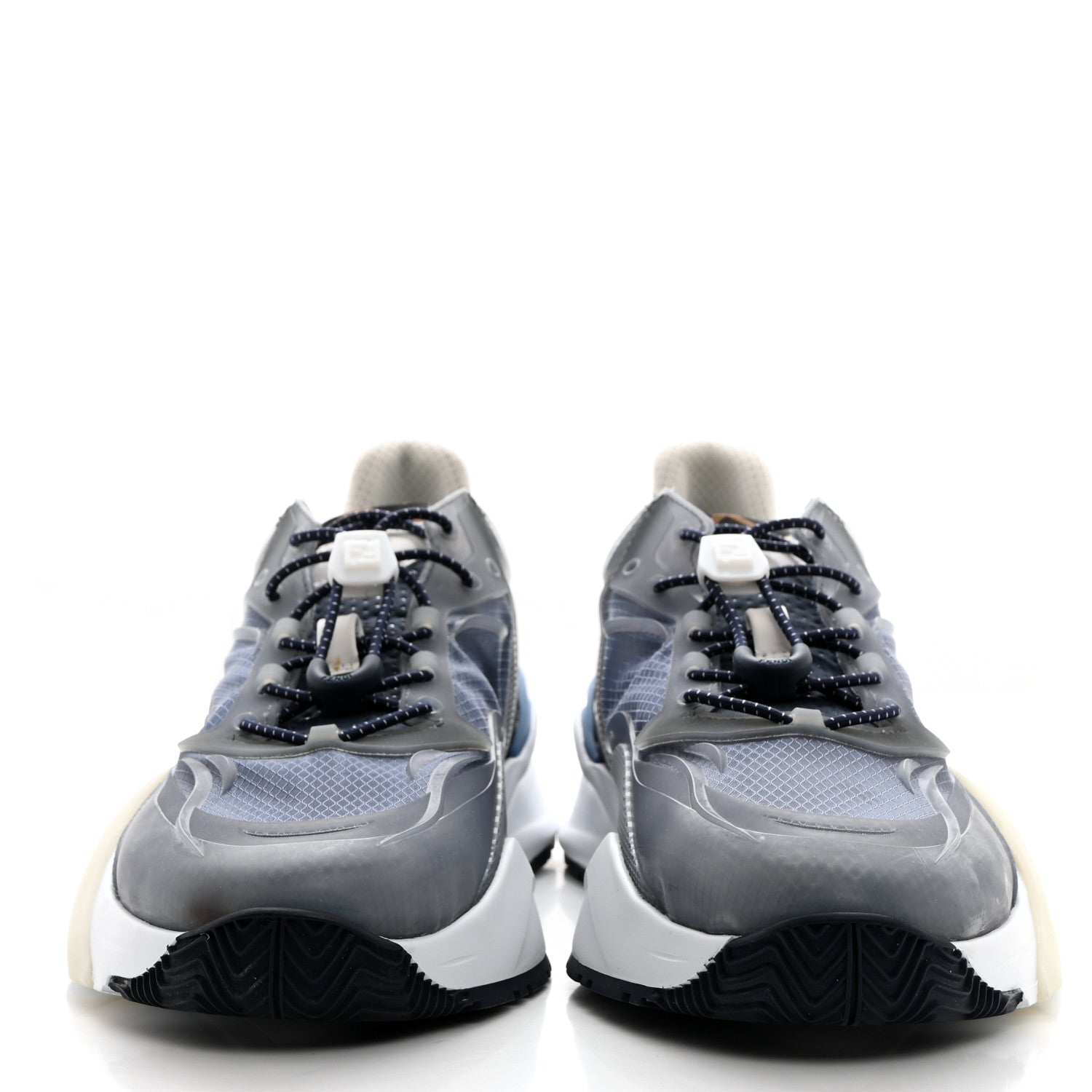 Fendi Fabric Calfskin Rubber Transparent Mens Fendi Flow Low Top Sneakers 9 Blue White 2 of 9