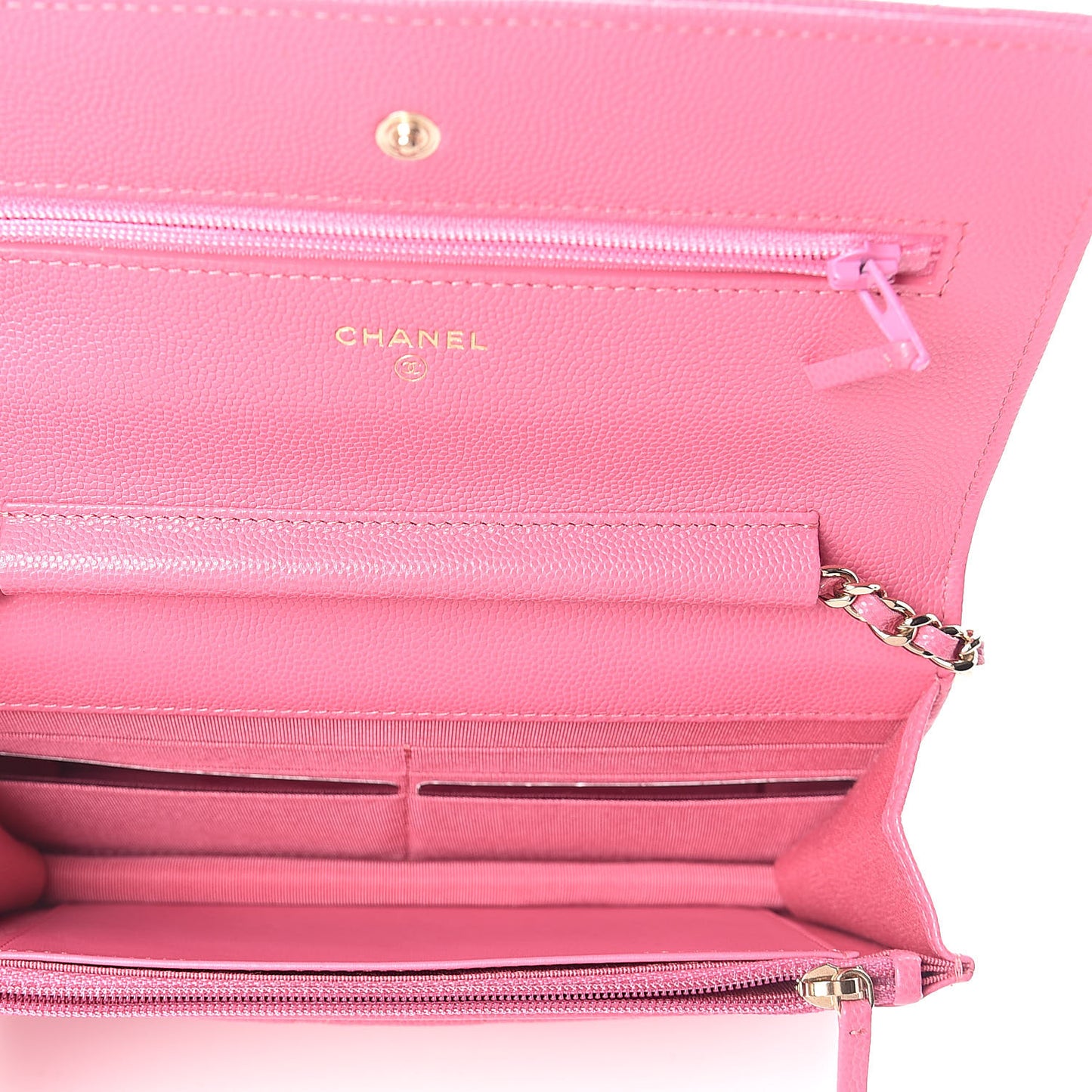 Caviar Quilted Wallet on Chain WOC Pink
