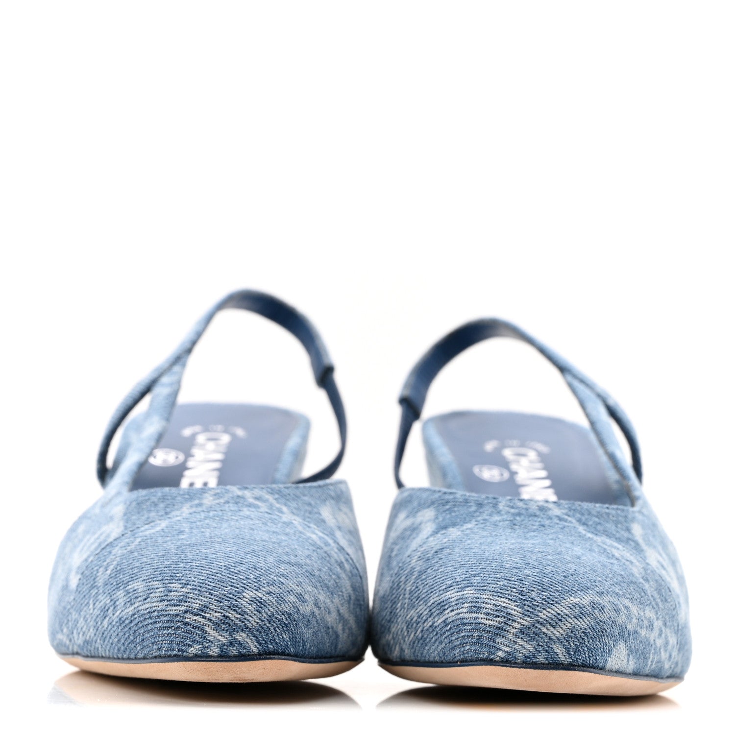 Chanel Denim Cap Toe Denim Slingback Pumps 39 Blue 3 of 10