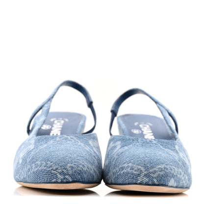 Chanel Denim Cap Toe Denim Slingback Pumps 39 Blue 3 of 10