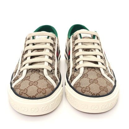 Gucci GG Monogram Web Womens 1977 Tennis Sneakers 39 Beige Ebony Mystic White 2 of 8