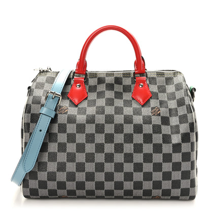 Louis Vuitton Damier Speedy Bandouliere 30 Black White 1 of 10