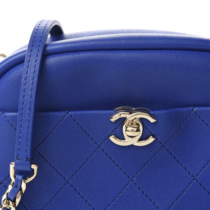 Chanel Goatskin Quilted Small Casual Trip Camera Case Blue 10 of 11