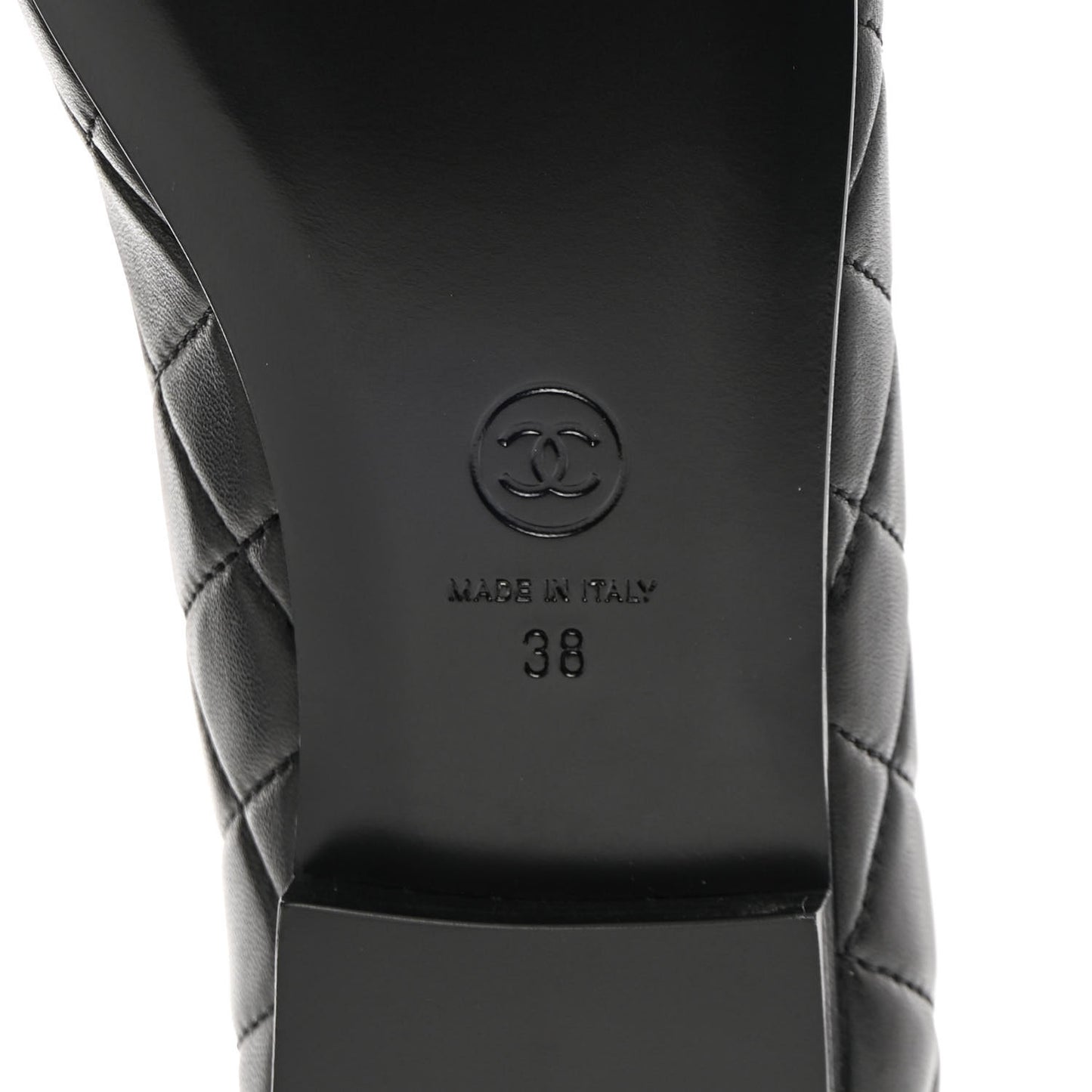 Lambskin Quilted CC Ballerina Flats 38 Black