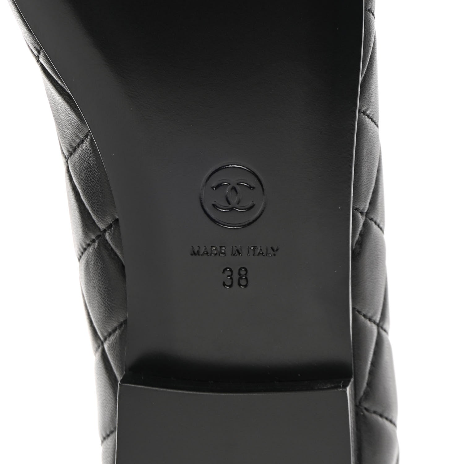 Chanel Lambskin Quilted CC Ballerina Flats 38 Black 6 of 12