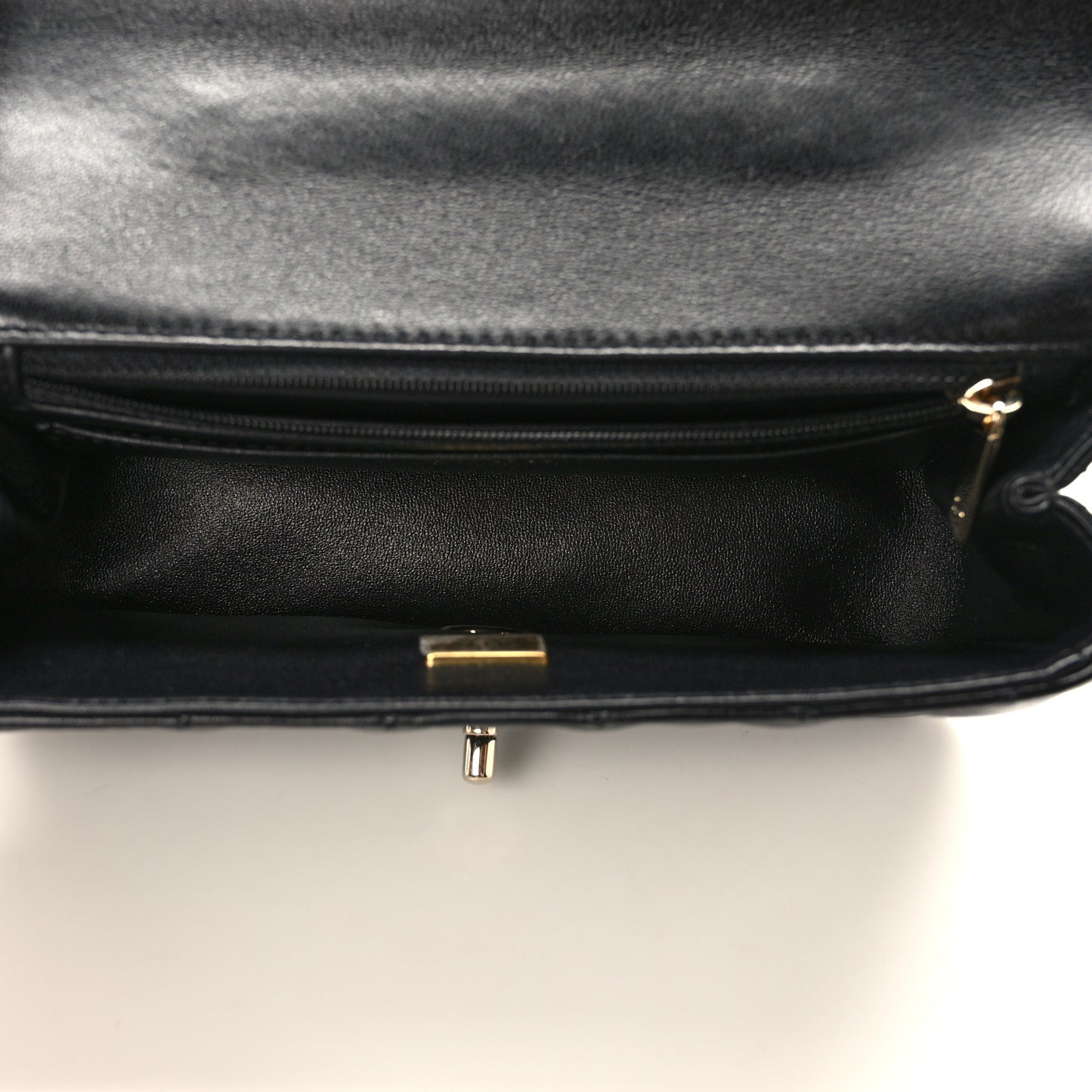 Lambskin Quilted Mini Crystal Top Handle Rectangular Flap Black