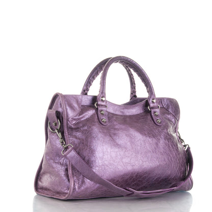 Balenciaga Agneau Classic Hardware City Metallic Purple 3 of 9