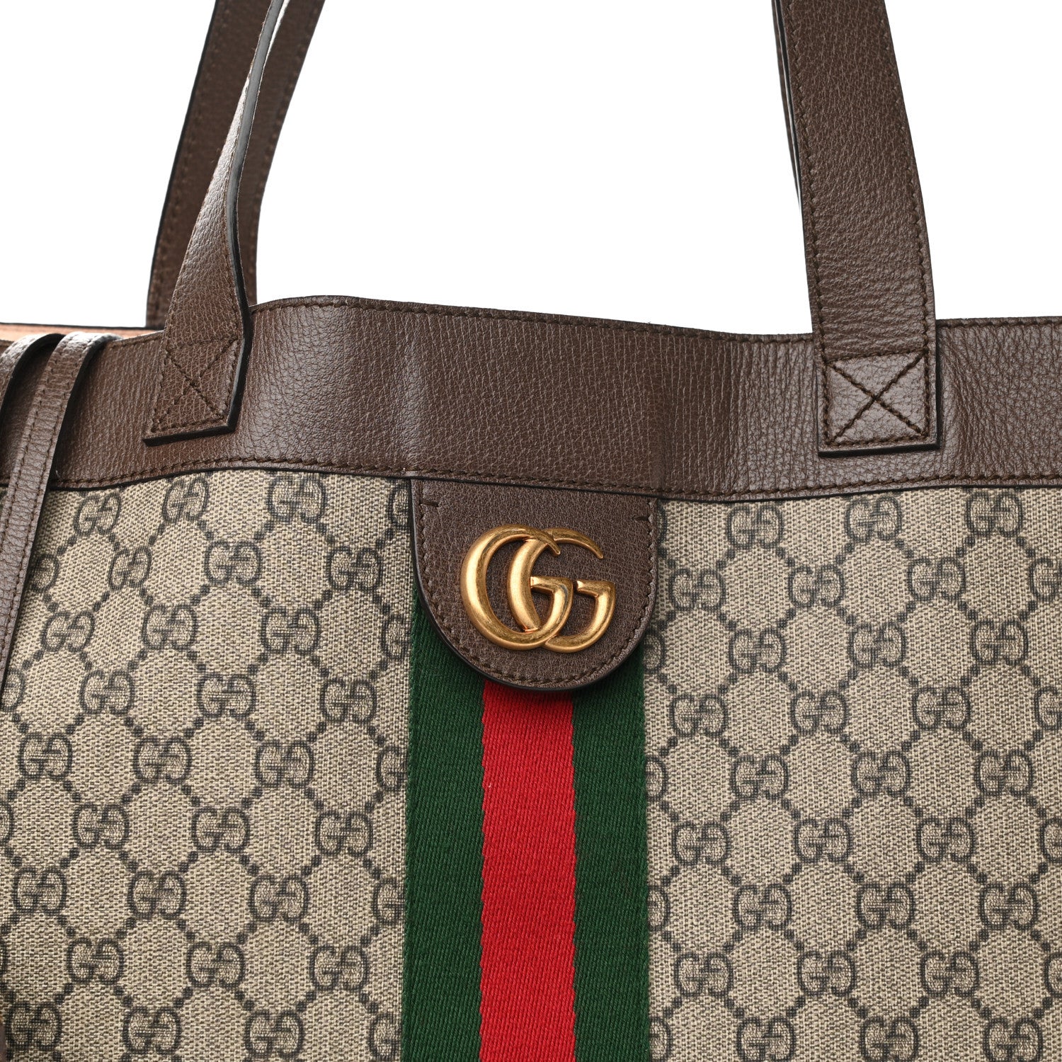 Gucci GG Supreme Monogram Web Large Ophidia Vertical Shopping Tote Brown 9 of 12
